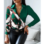 MODA patchwork med krave og leopard print dame bluse