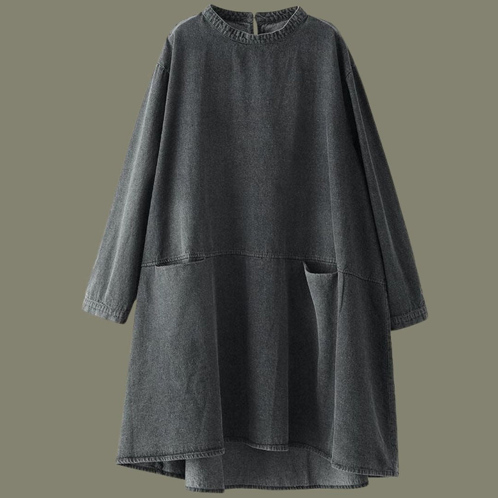 Sophia - Casual oversized tunika i trækul med lommer