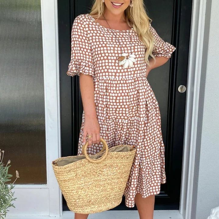 Sommerkjole med Flæsedetaljer | Let & Komfortabel | Casual Elegance