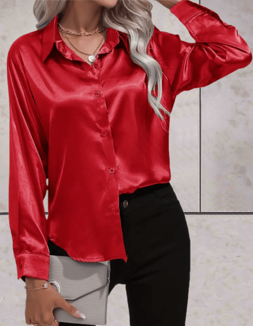 Langærmet Losse Silk Top
