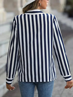 Casual løs stribet bluse til kvinder
