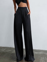 Wide-Leg Bukser | Sort | Polyesterblanding | Elegant & Tidløs