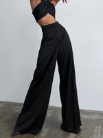 Wide-Leg Bukser | Sort | Polyesterblanding | Elegant & Tidløs