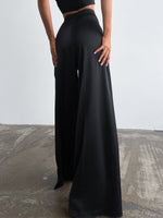 Wide-Leg Bukser | Sort | Polyesterblanding | Elegant & Tidløs