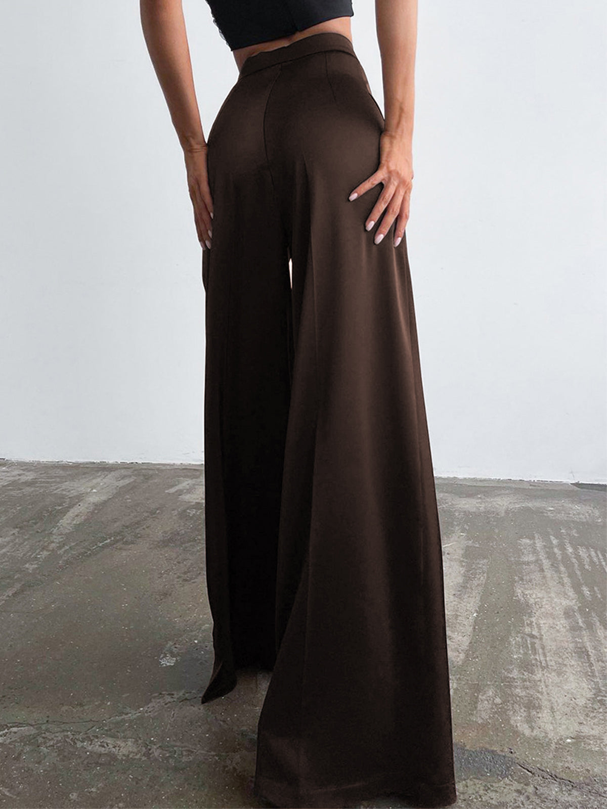 Wide-Leg Bukser | Sort | Polyesterblanding | Elegant & Tidløs