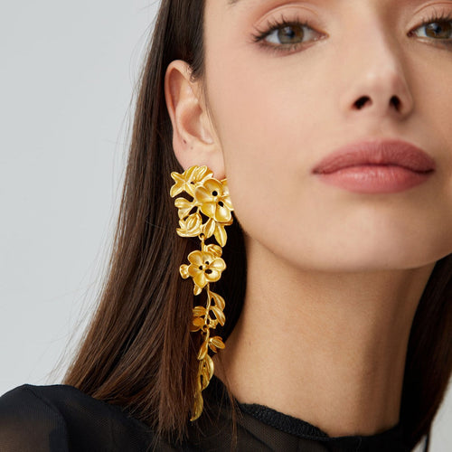 Fiorella - guld-effekt blomstrede kaskade øreringe