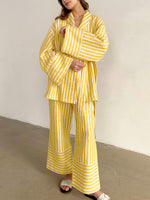 To-delt Sæt med Striber | Kimono-Top & Vide Bukser | Let & Trendy
