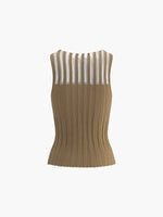Ærmeløs Top med Transparent Detalje | Brun | Strikket | Moderne & Unik
