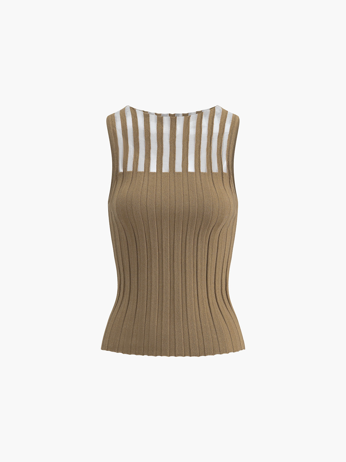 Ærmeløs Top med Transparent Detalje | Brun | Strikket | Moderne & Unik