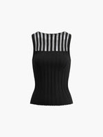Ærmeløs Top med Transparent Detalje | Brun | Strikket | Moderne & Unik