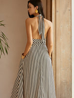 Stribet Maxi Kjole med Halterneck | Let & Stilfuld | Sommerfavorit