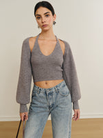 Halterneck Top med Lange Ærmer | Strikket & Stilfuld | Moderne Detaljer