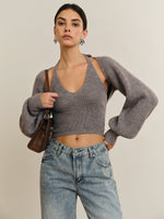 Halterneck Top med Lange Ærmer | Strikket & Stilfuld | Moderne Detaljer