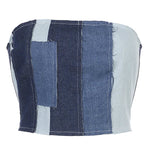 Brielle - crop top i patchwork denim