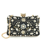 Valencia - Dekoreret clutch med blomstret perlekant