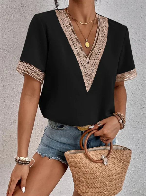 Sommerens elegante bluse med V-hals