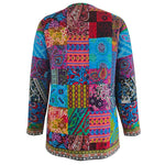 Dame Jakke - Patchwork Design - Åben Front - Lange Ærmer - Boheme Stil