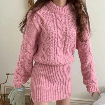 Amelia - Ribbet chunky strik minikjole