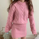 Amelia - Ribbet chunky strik minikjole