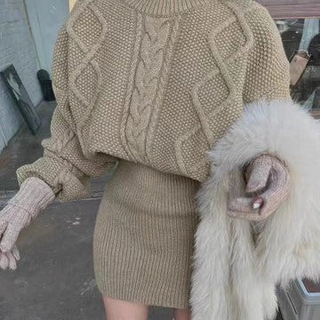 Amelia - Ribbet chunky strik minikjole