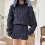 Amelia - Ribbet chunky strik minikjole
