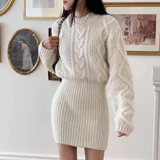 Amelia - Ribbet chunky strik minikjole