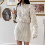 Amelia - Ribbet chunky strik minikjole