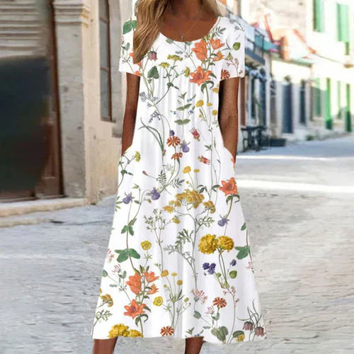 Heirich -Sommerlig kjole med boheme-blomstret mønster
