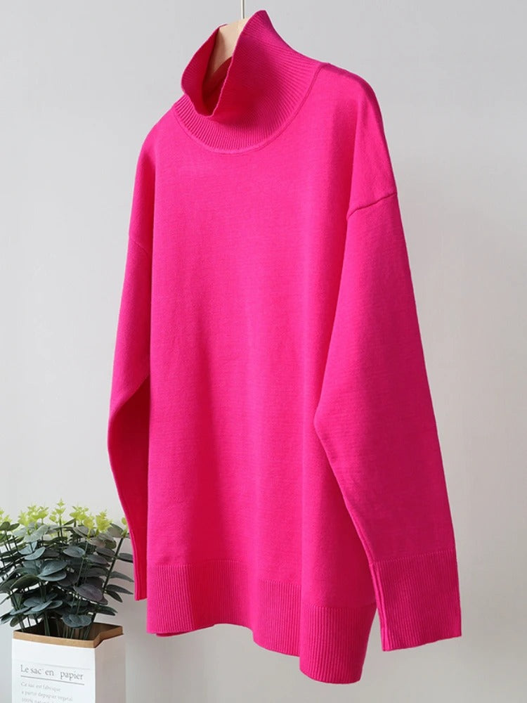 Strikket rullekravesweater til kvinder