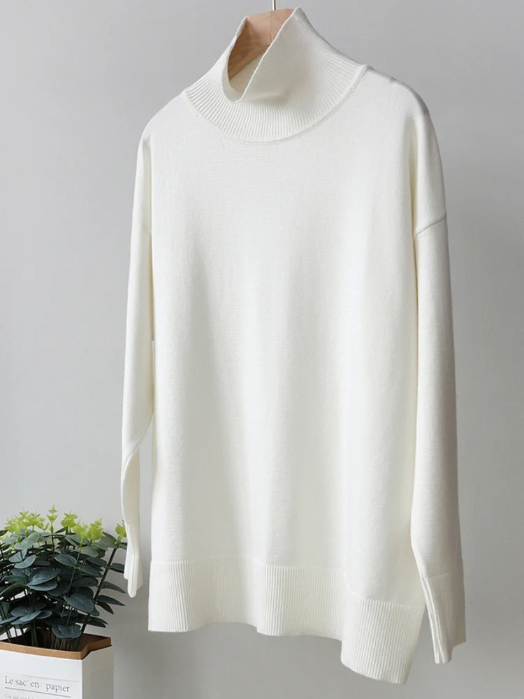 Strikket rullekravesweater til kvinder