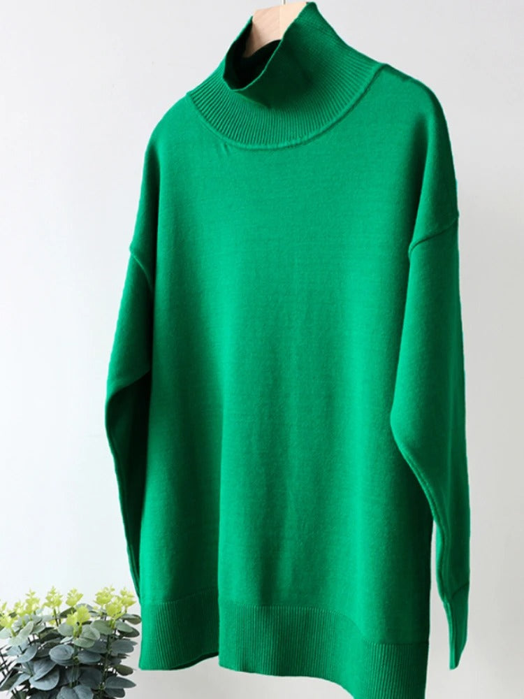 Strikket rullekravesweater til kvinder