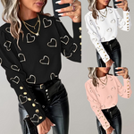 Stilfuld Damebluse Med Hjerteprint