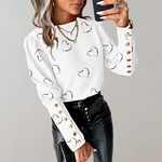 Stilfuld Damebluse Med Hjerteprint