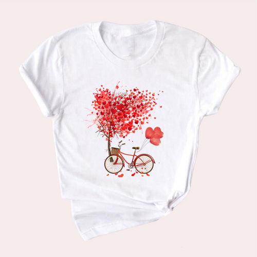 T-shirt til kvinder med dekorativt tryk til kvinder