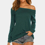 Off shoulder langærmet løs top