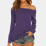 Off shoulder langærmet løs top