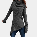 Elegant asymmetrisk strikket sweater til kvinder