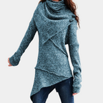 Elegant asymmetrisk strikket sweater til kvinder