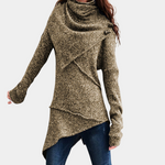 Elegant asymmetrisk strikket sweater til kvinder