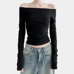 Langærmet off-shoulder top til kvinder
