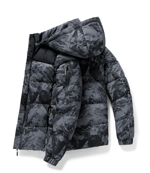 Pufferjakke i camouflage til mænd