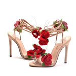 Rosalind - stiletsandaler med blomsterapplikationer