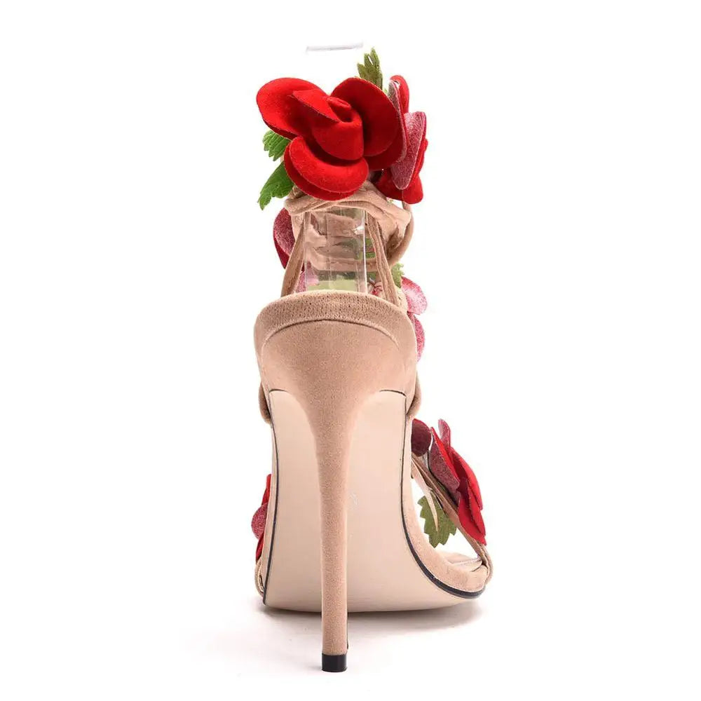 Rosalind - stiletsandaler med blomsterapplikationer