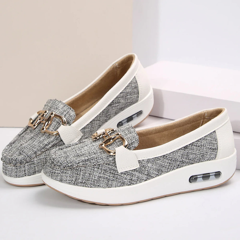 Eva - Chic tweed slip-on sneakers med spænde detalje