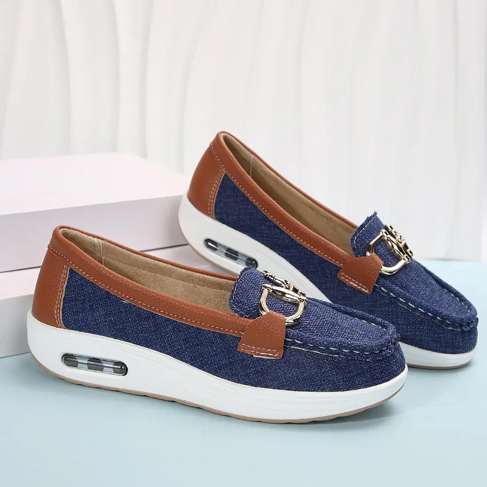 Eva - Chic tweed slip-on sneakers med spænde detalje