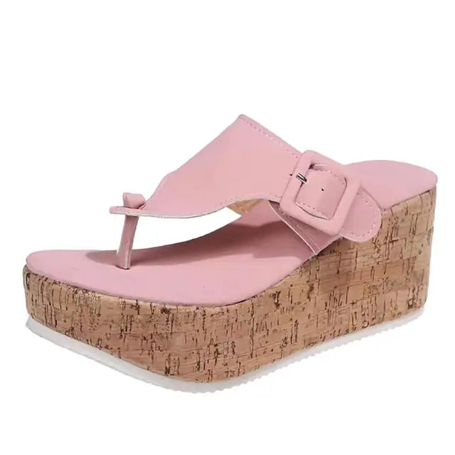 Elena - platform korksandaler med justerbar rem