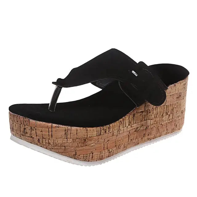 Elena - platform korksandaler med justerbar rem