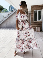 Ute - Maxikjole - blomstret off-shoulder