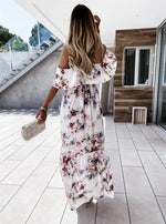 Ute - Maxikjole - blomstret off-shoulder