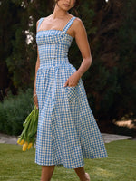 Gingham Midi Dress | Cotton | Vintage-Inspired with Side Pockets